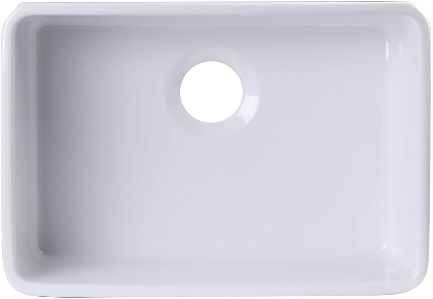 AB503UM-W White Single Bowl Fireclay Undermount Kitchen Sink, 24